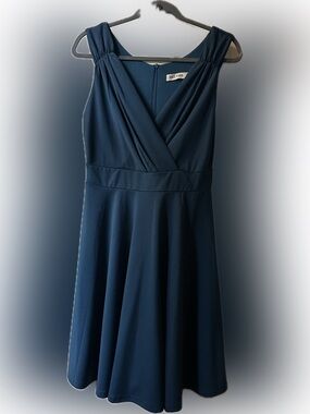 Petrol Blue / Teal Faux Wrap-Front A-Line Women’s Dress